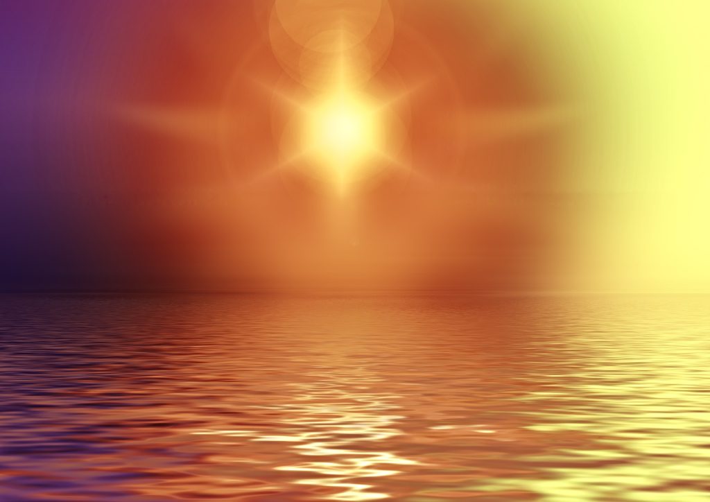 Aquí y ahora: hic et nunc. Puesta de sol sobre el mar.